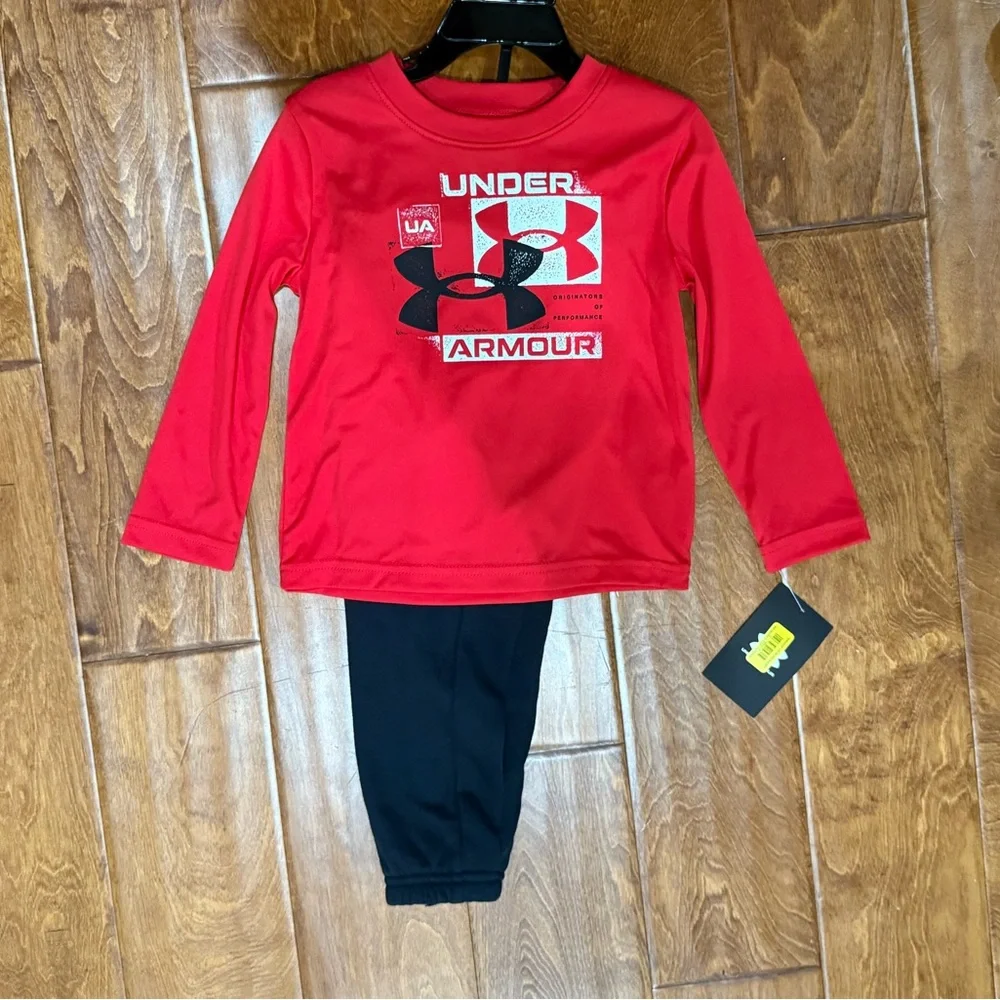 NWT size 24 under armour red and black athletic set